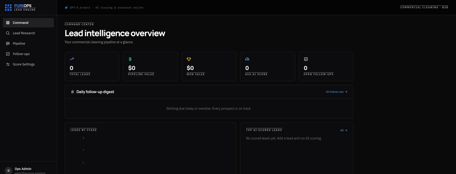 Pure Ops Lead Engine website preview